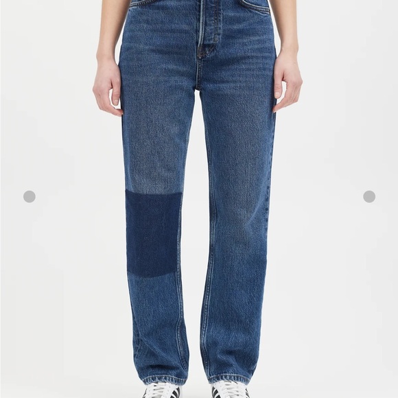 Reformation Cynthia High Rise Patch Straight Jeans Medium Wash Size 24 - Picture 4 of 9